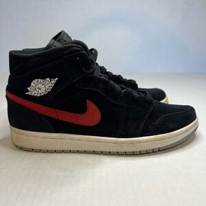 Air Jordan 1 Mid Multicolor Swoosh Men’s Black Shoes - Men’s Size 8